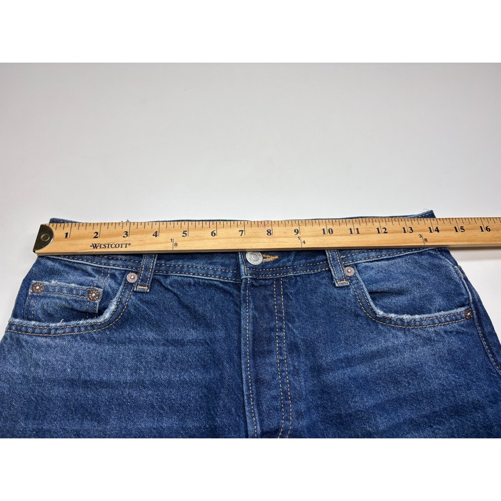 We The Free People Jeans Womens 26 Blue Cropped Destroyed Hem Mid Rise Straight - Picture 6 of 9